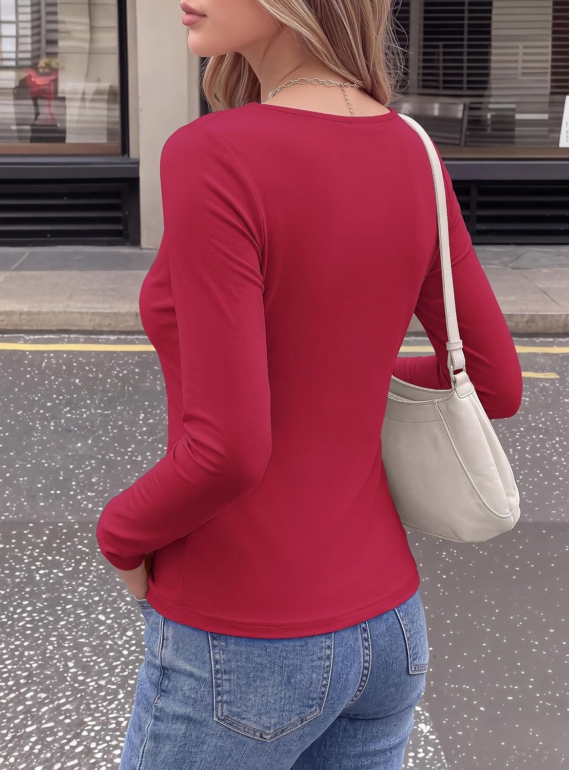 image:imagePRETTYGARDEN Cowl Neck Tops for Women Fashion Long Sleeve ShirtBurgundy