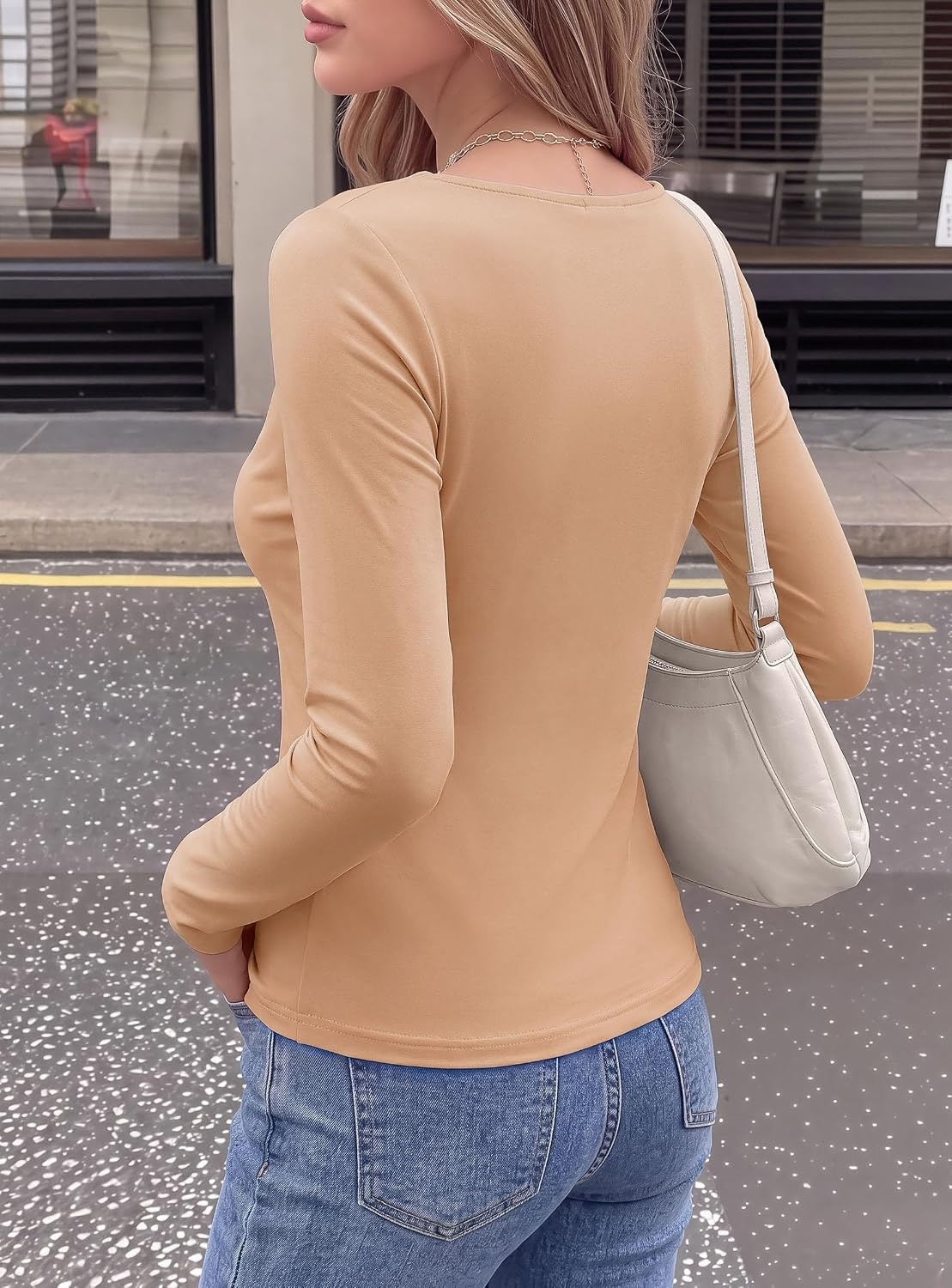 image:imagePRETTYGARDEN Cowl Neck Tops for Women Fashion Long Sleeve ShirtKhaki