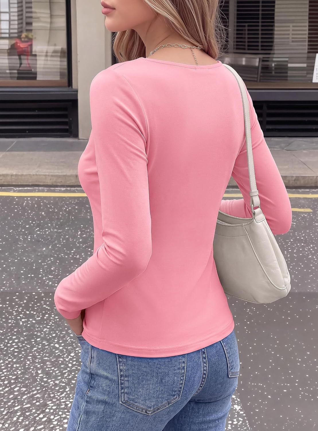 image:imagePRETTYGARDEN Cowl Neck Tops for Women Fashion Long Sleeve ShirtPink