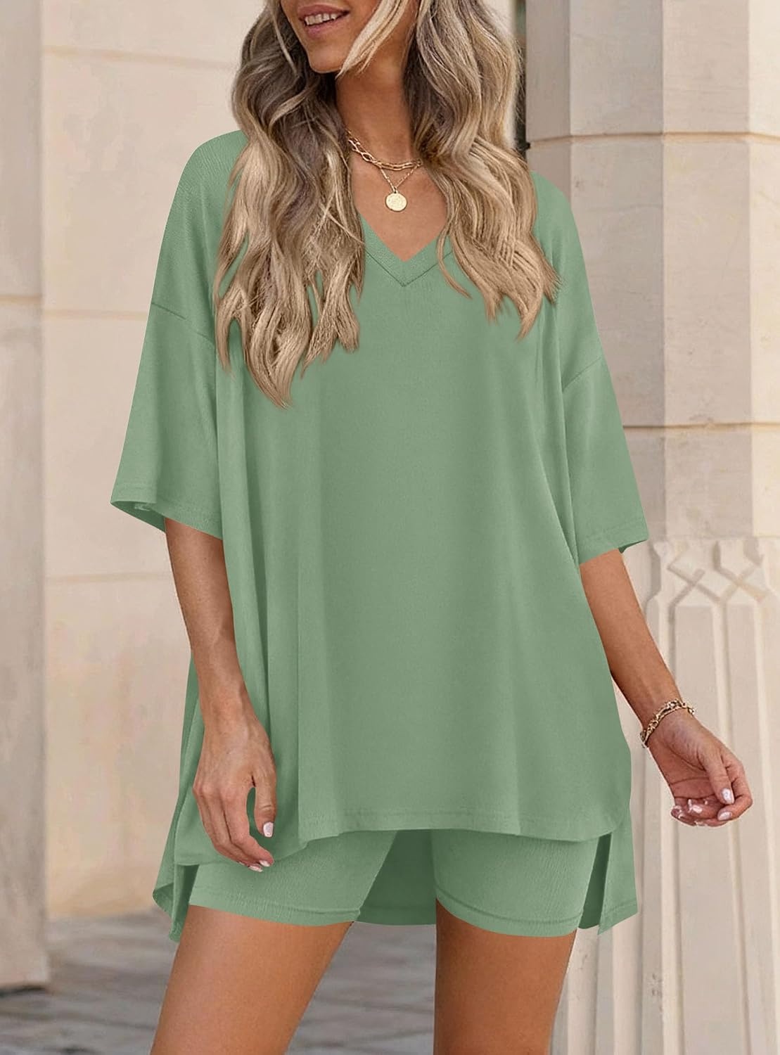 image:imagePRETTYGARDEN Womens 2 Piece Outfit Lounge Short SetsBean Green