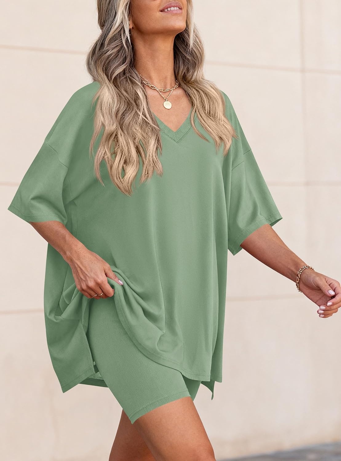 image:imagePRETTYGARDEN Womens 2 Piece Outfit Lounge Short SetsBean Green