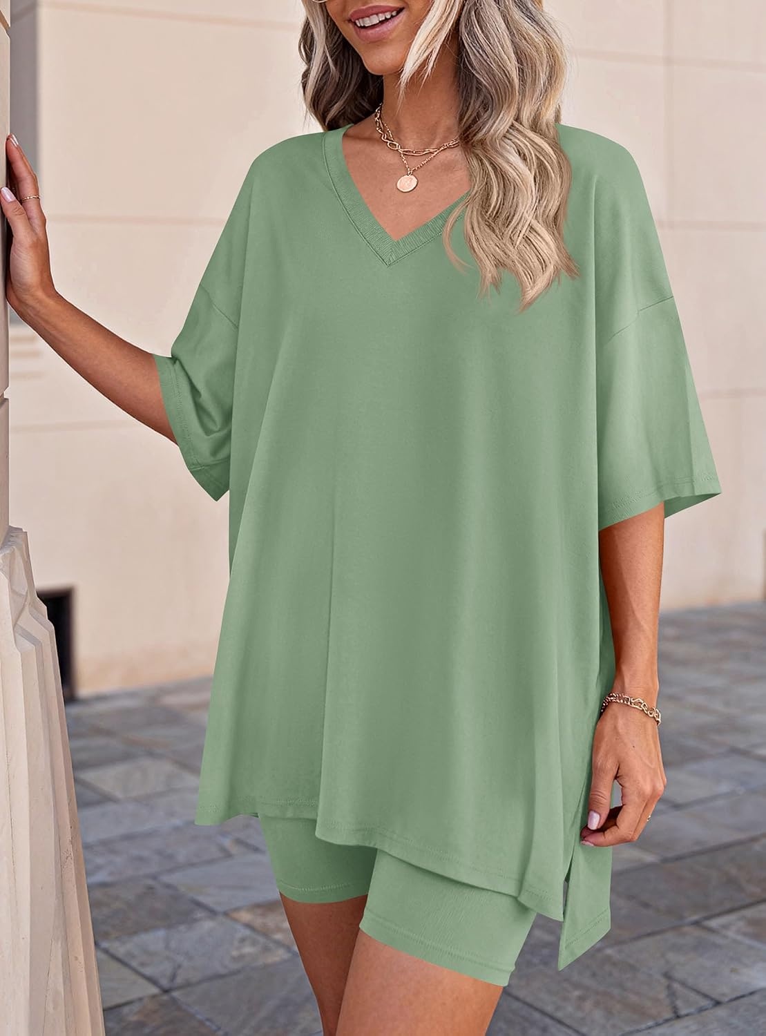 image:imagePRETTYGARDEN Womens 2 Piece Outfit Lounge Short SetsBean Green