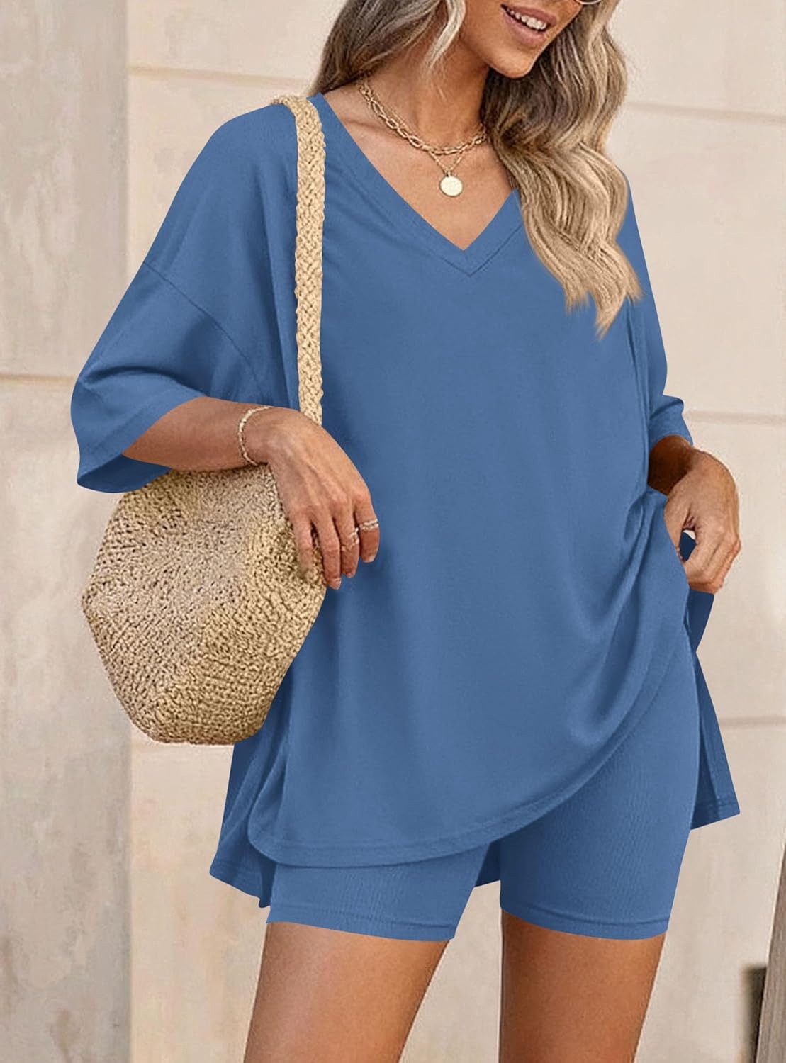image:imagePRETTYGARDEN Womens 2 Piece Outfit Lounge Short SetsBlue