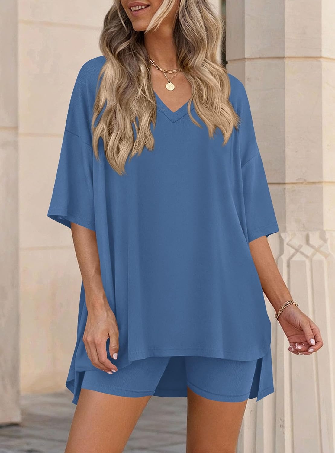 image:imagePRETTYGARDEN Womens 2 Piece Outfit Lounge Short SetsBlue