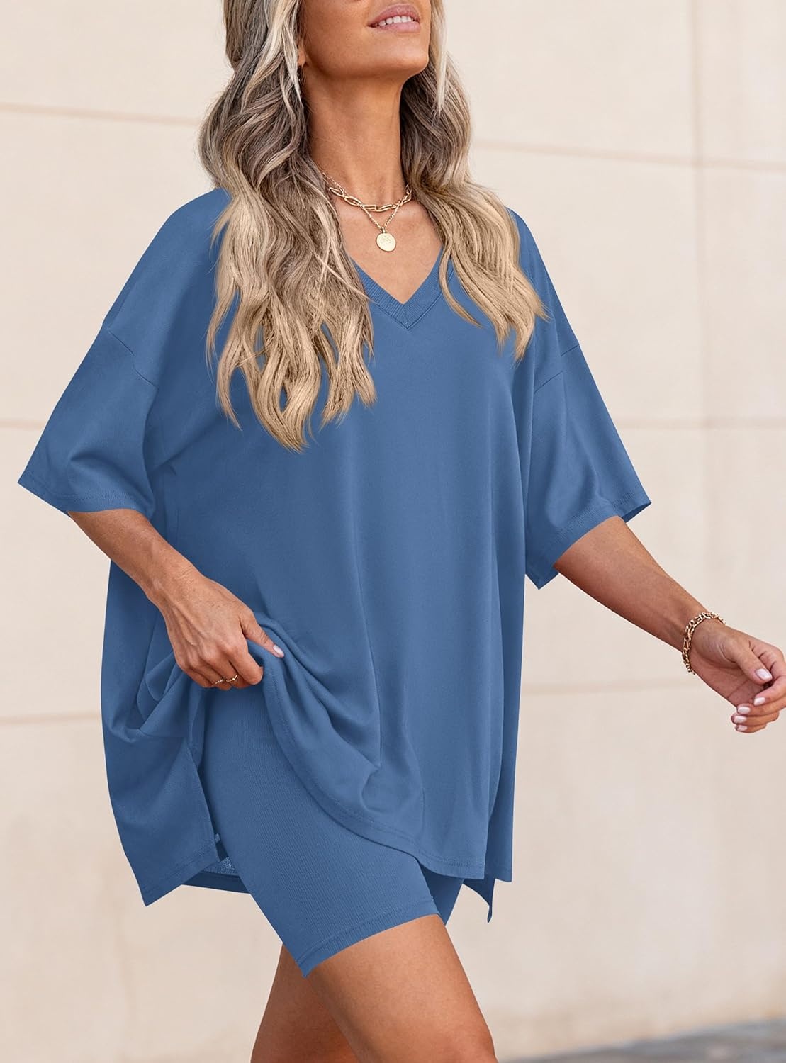 image:imagePRETTYGARDEN Womens 2 Piece Outfit Lounge Short SetsBlue