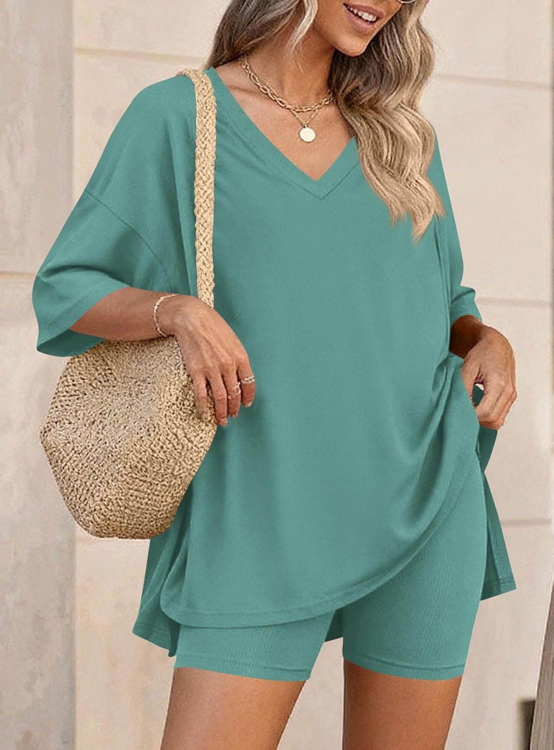 image:imagePRETTYGARDEN Womens 2 Piece Outfit Lounge Short SetsFruit Green