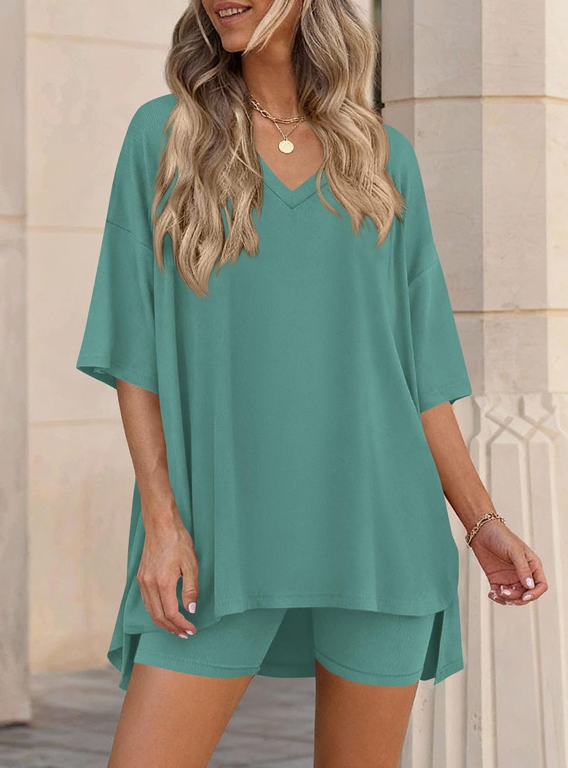image:imagePRETTYGARDEN Womens 2 Piece Outfit Lounge Short SetsFruit Green