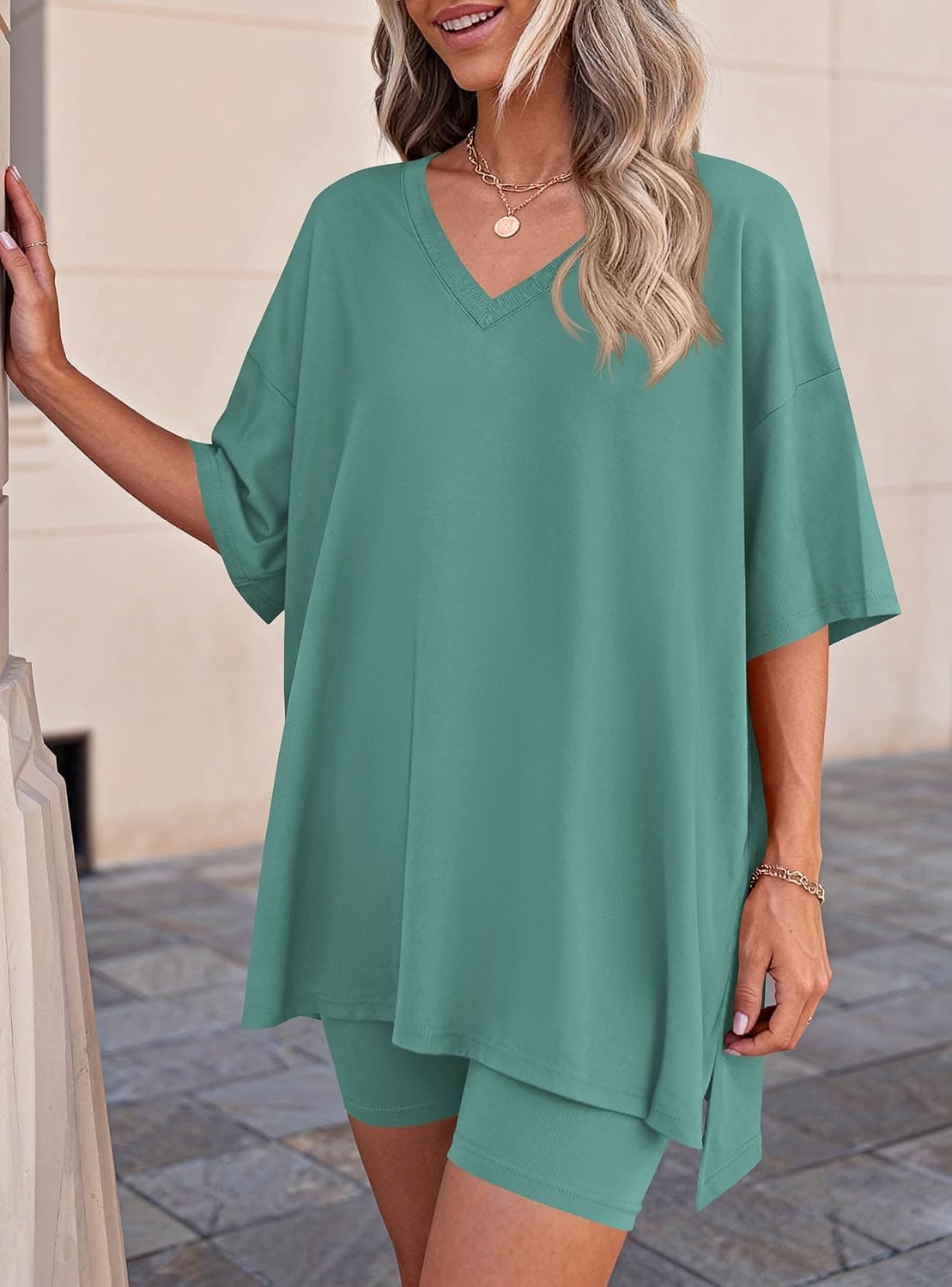 image:imagePRETTYGARDEN Womens 2 Piece Outfit Lounge Short SetsFruit Green
