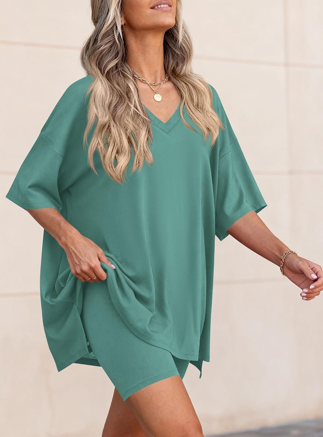 image:imagePRETTYGARDEN Womens 2 Piece Outfit Lounge Short SetsFruit Green