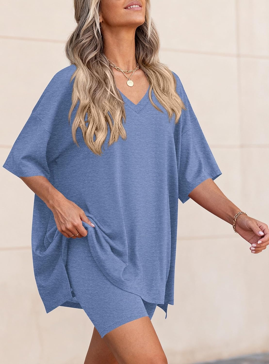 image:imagePRETTYGARDEN Womens 2 Piece Outfit Lounge Short SetsGrey Blue