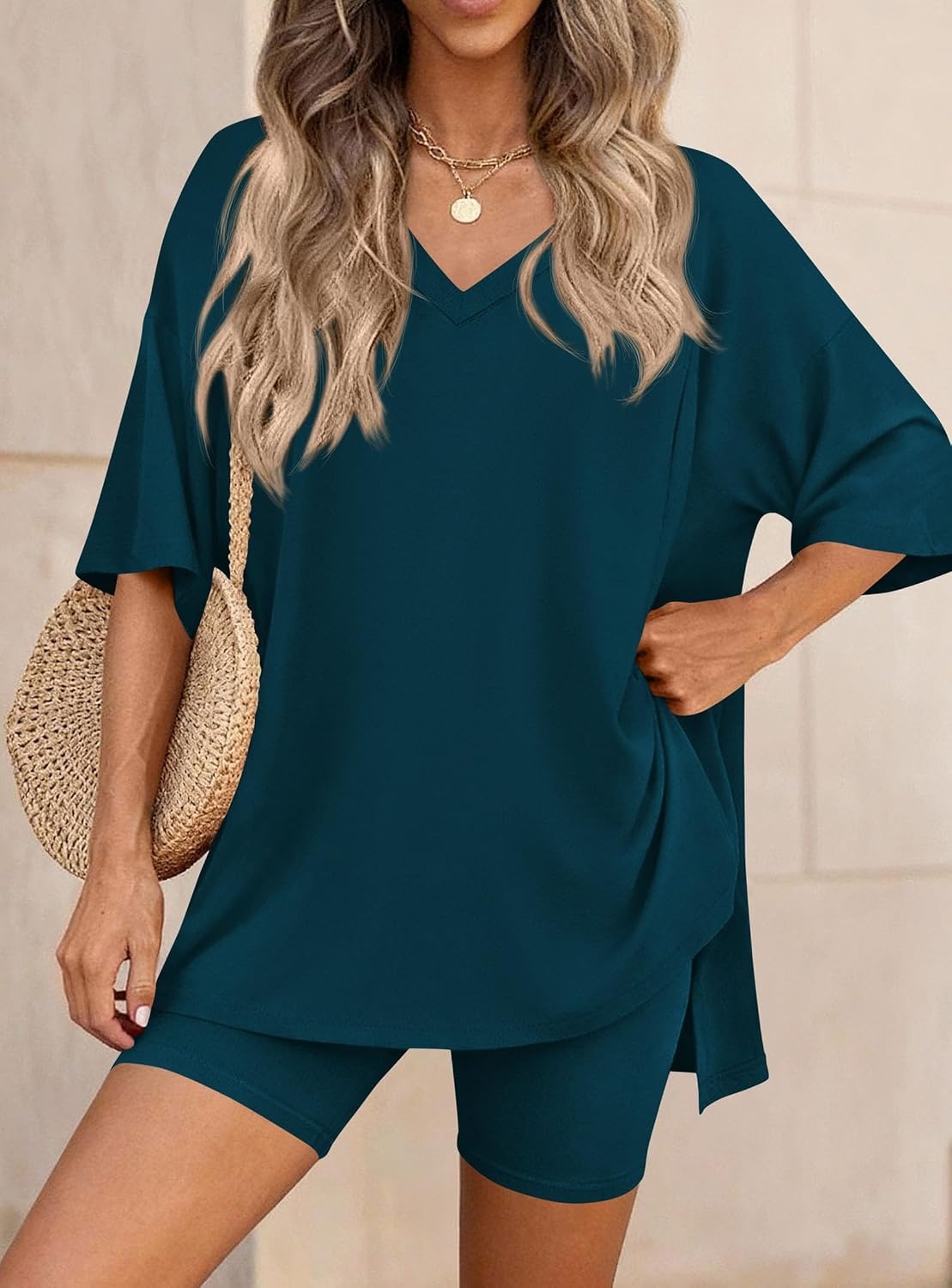image:imagePRETTYGARDEN Womens 2 Piece Outfit Lounge Short SetsLake Blue