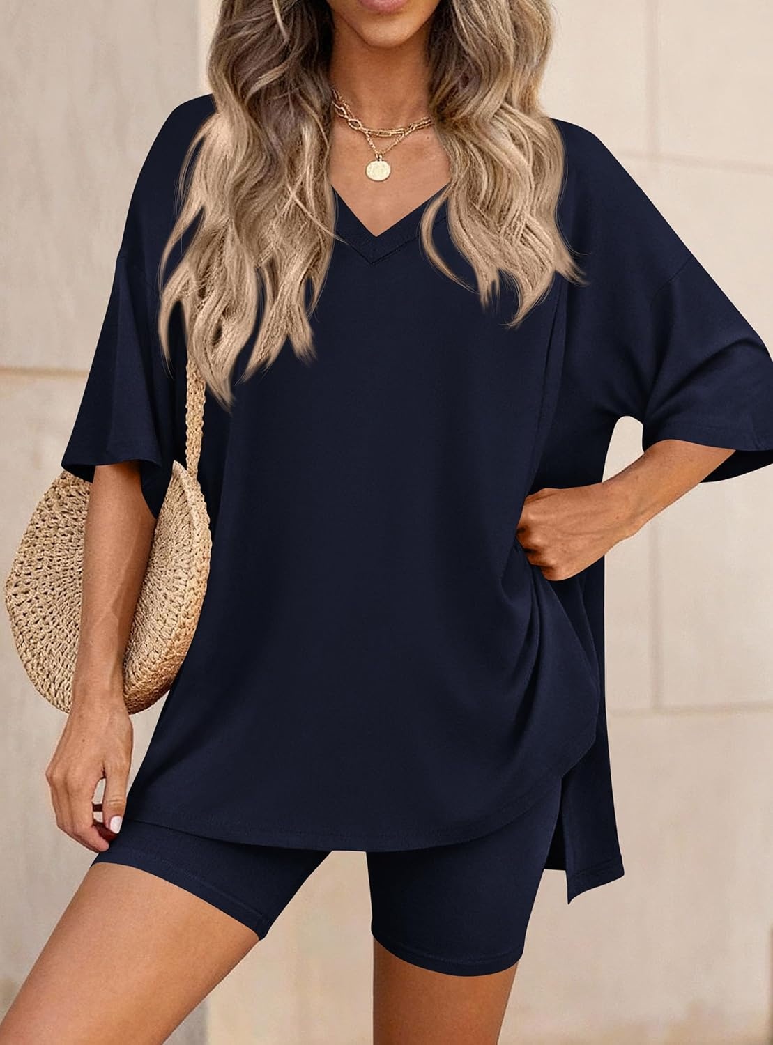 image:imagePRETTYGARDEN Womens 2 Piece Outfit Lounge Short SetsNavy
