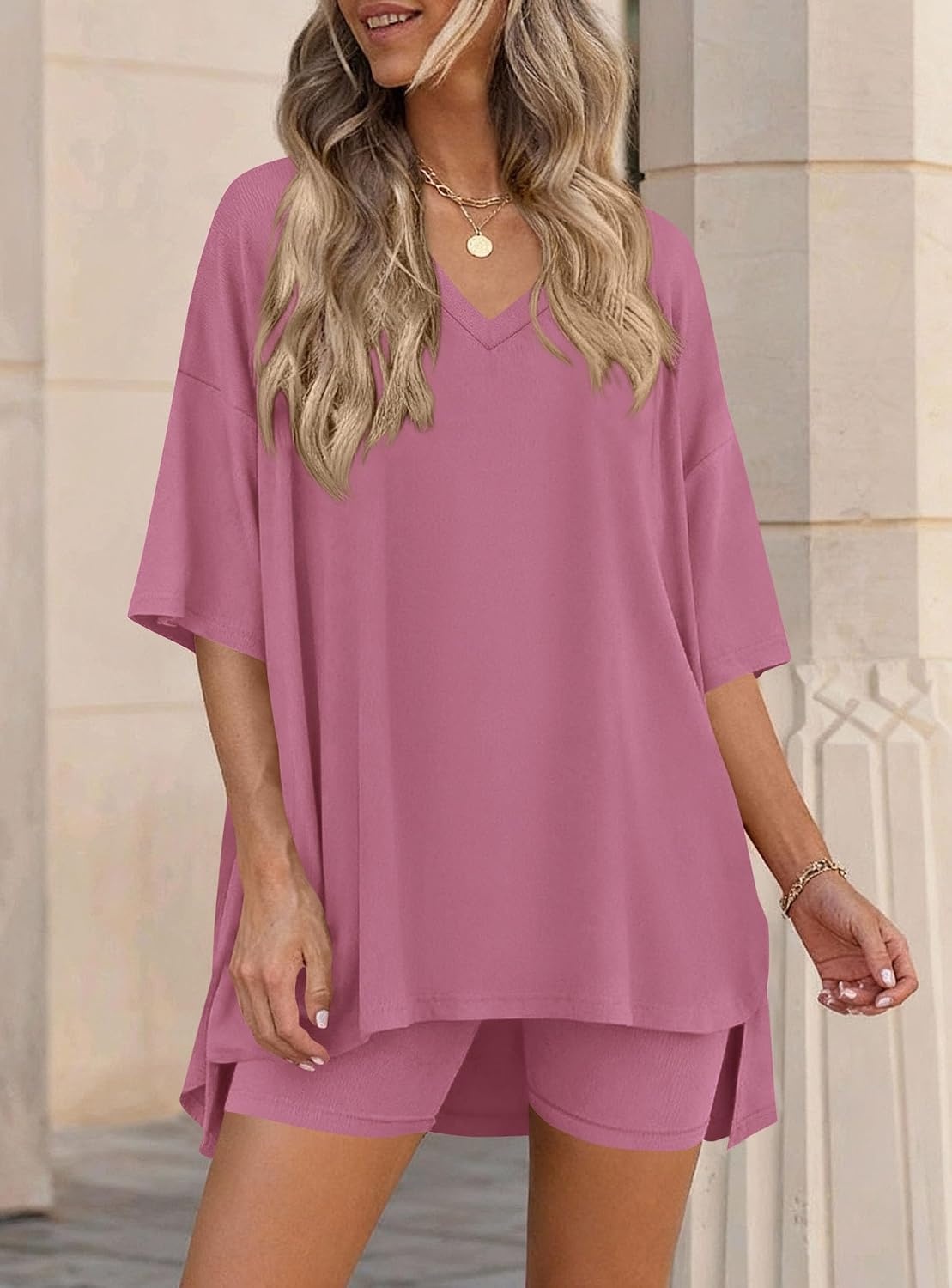 image:imagePRETTYGARDEN Womens 2 Piece Outfit Lounge Short SetsPink