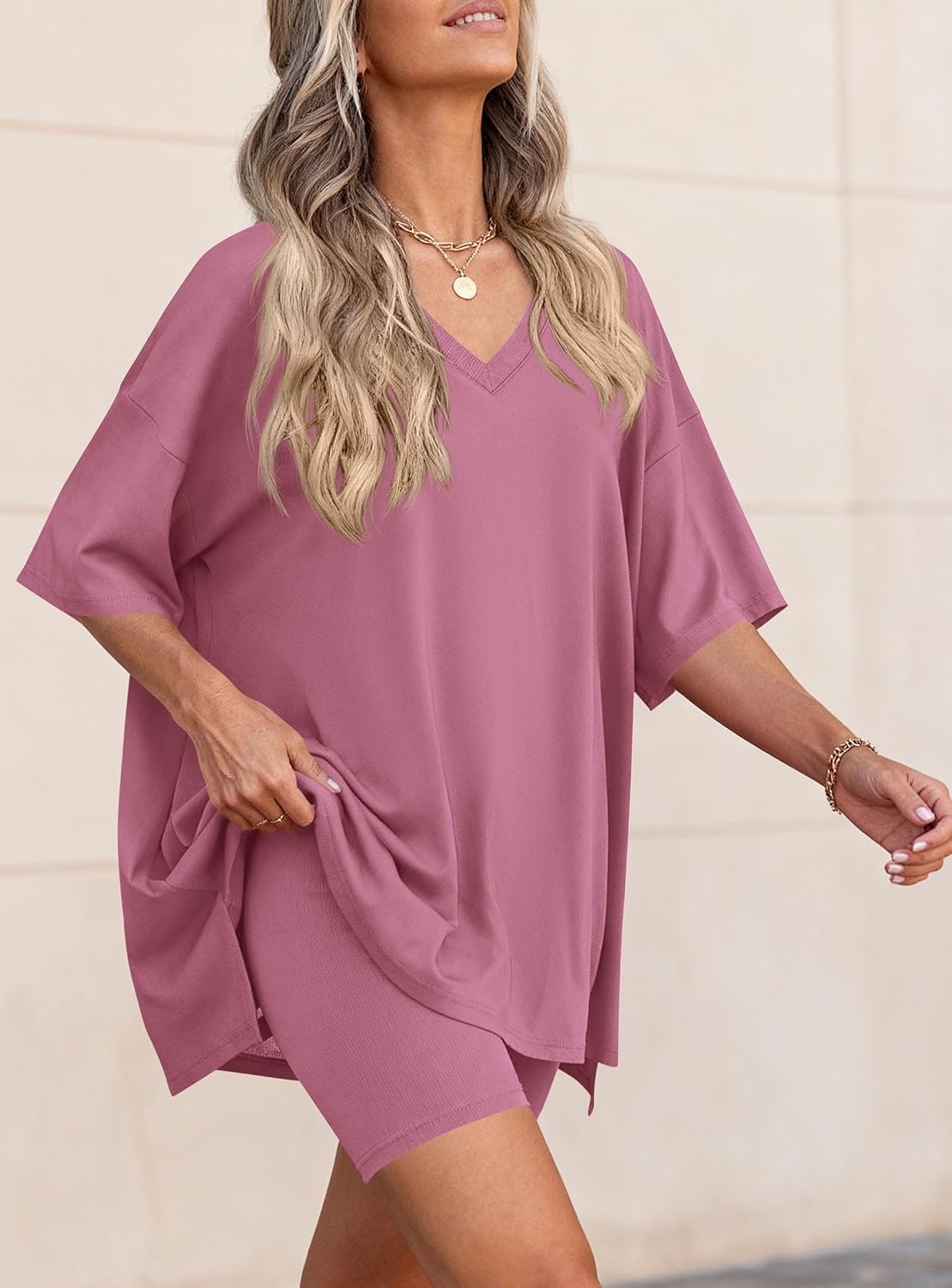 image:imagePRETTYGARDEN Womens 2 Piece Outfit Lounge Short SetsPink