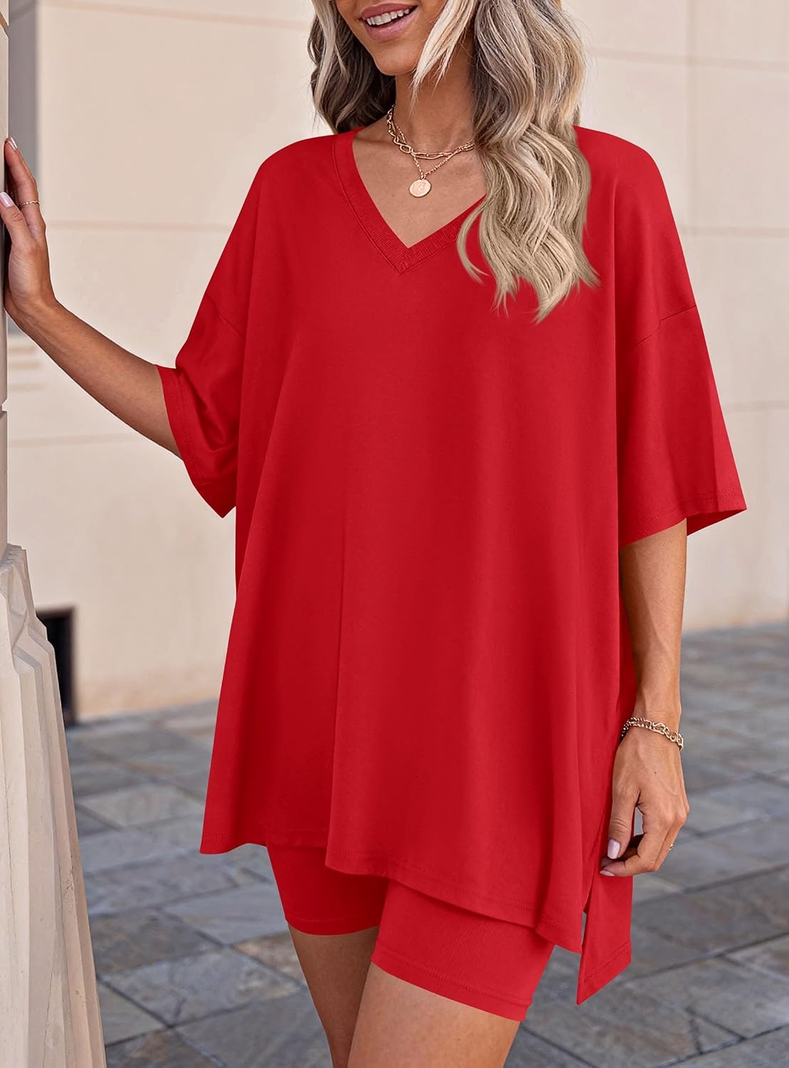 image:imagePRETTYGARDEN Womens 2 Piece Outfit Lounge Short SetsRed