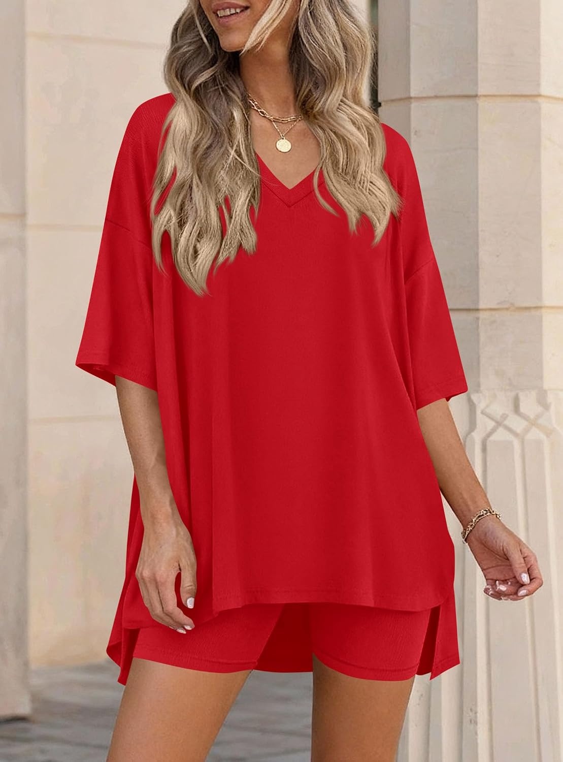 image:imagePRETTYGARDEN Womens 2 Piece Outfit Lounge Short SetsRed