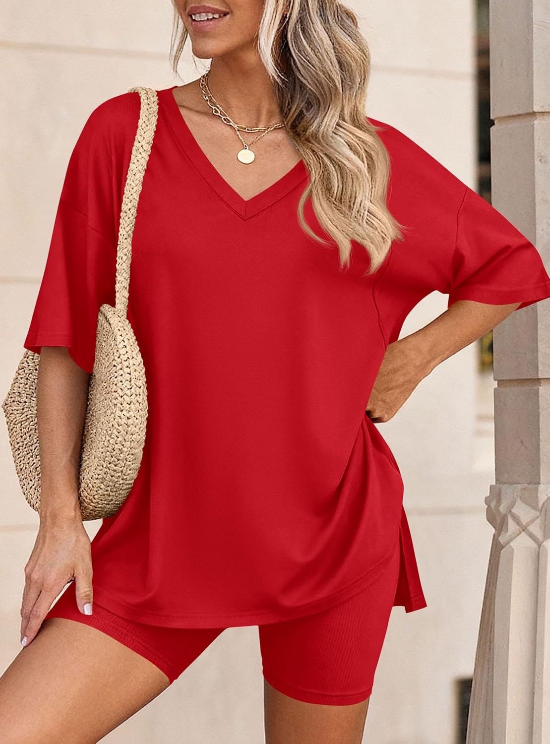 image:imagePRETTYGARDEN Womens 2 Piece Outfit Lounge Short SetsRed
