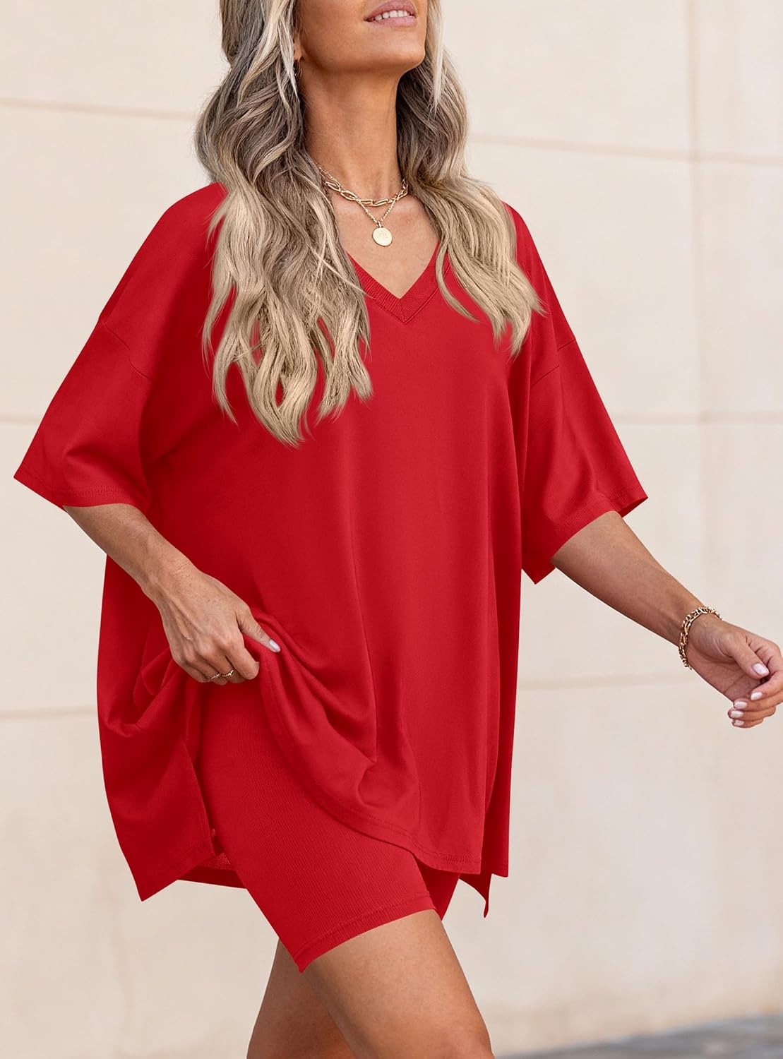 image:imagePRETTYGARDEN Womens 2 Piece Outfit Lounge Short SetsRed
