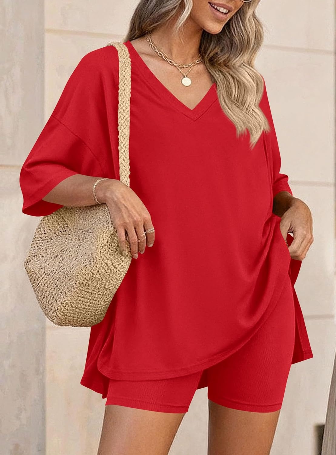 image:imagePRETTYGARDEN Womens 2 Piece Outfit Lounge Short SetsRed