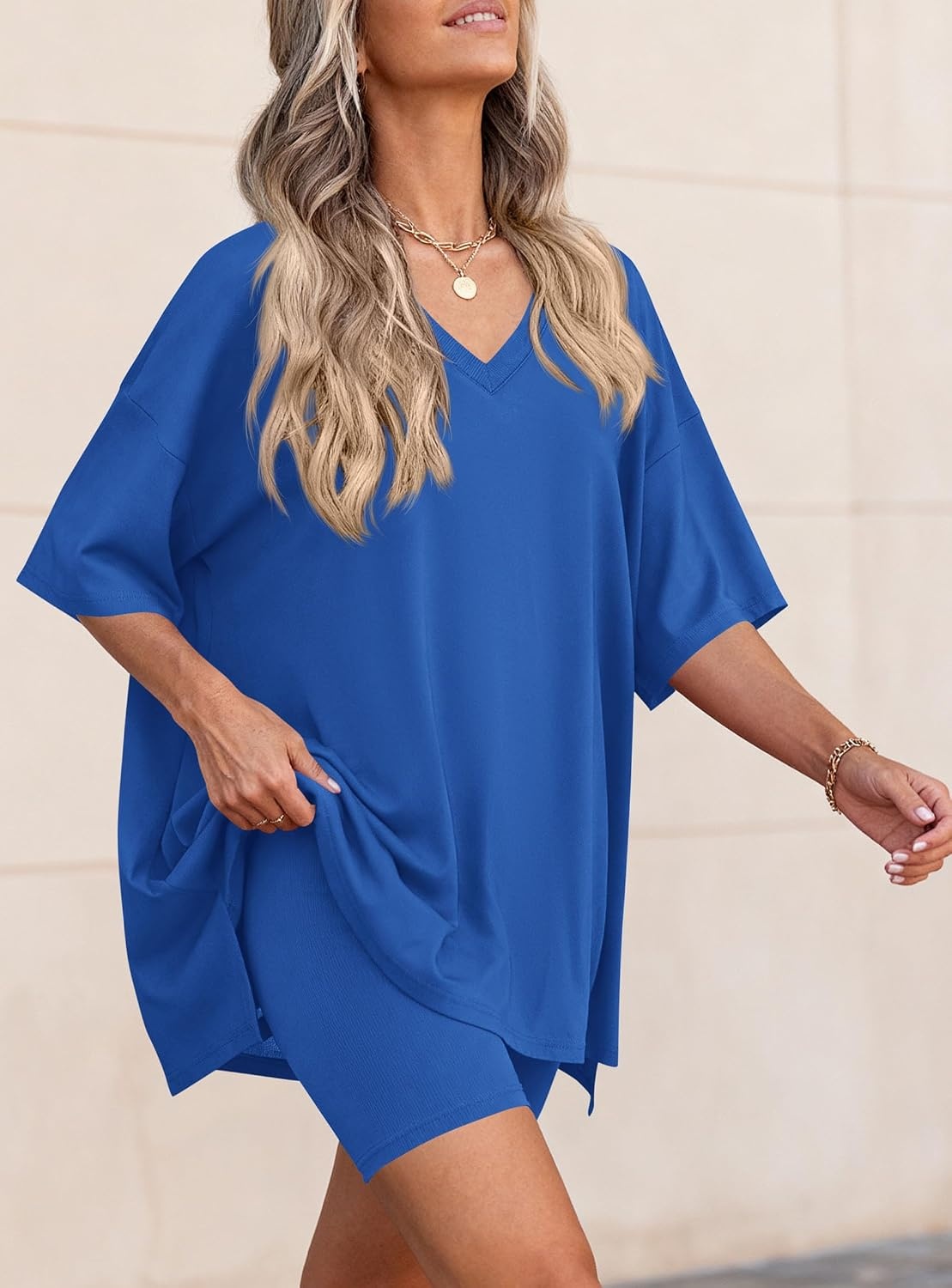 image:imagePRETTYGARDEN Womens 2 Piece Outfit Lounge Short SetsRoyal Blue