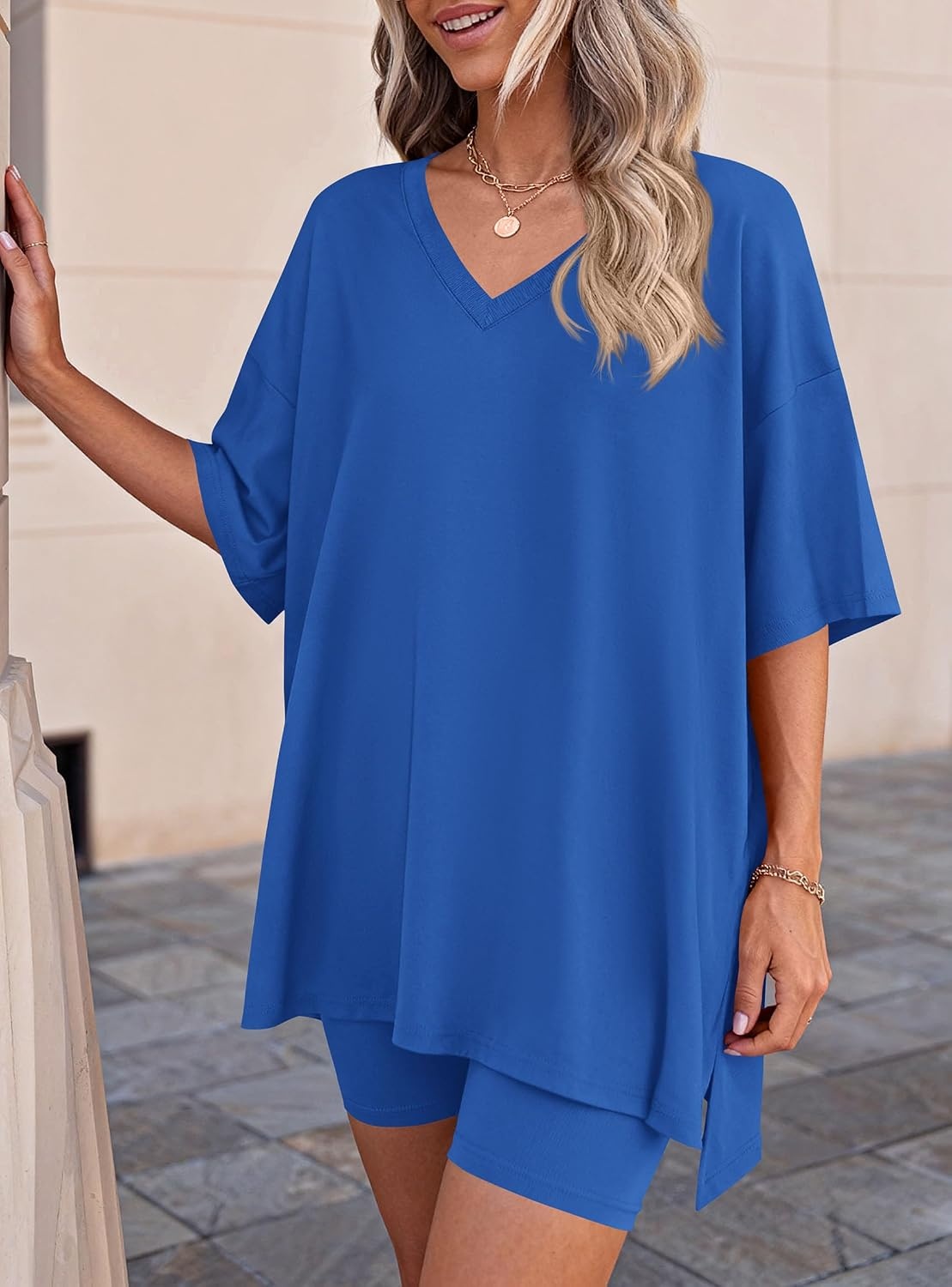 image:imagePRETTYGARDEN Womens 2 Piece Outfit Lounge Short SetsRoyal Blue