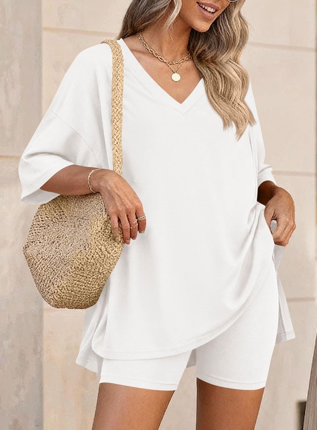image:imagePRETTYGARDEN Womens 2 Piece Outfit Lounge Short SetsWhite
