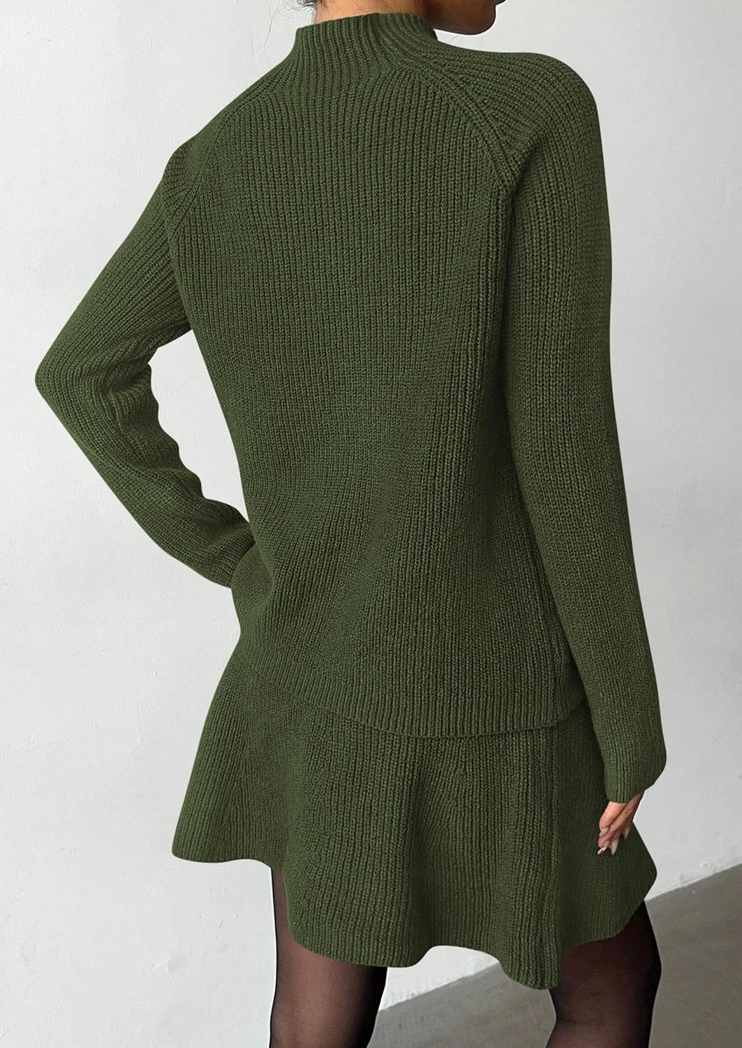 image:imagePRETTYGARDEN Womens Fall 2 Piece Outfits Matching Sweater Skirt SetsArmy Green