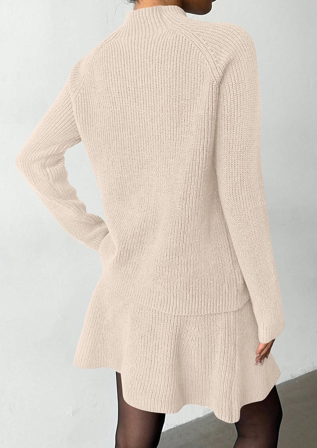 image:imagePRETTYGARDEN Womens Fall 2 Piece Outfits Matching Sweater Skirt SetsBeige