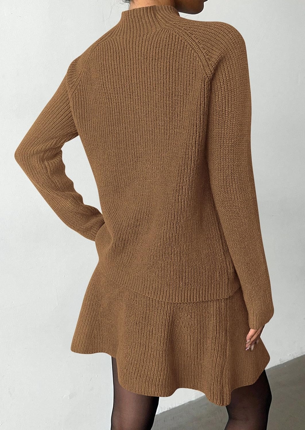 image:imagePRETTYGARDEN Womens Fall 2 Piece Outfits Matching Sweater Skirt SetsKhaki