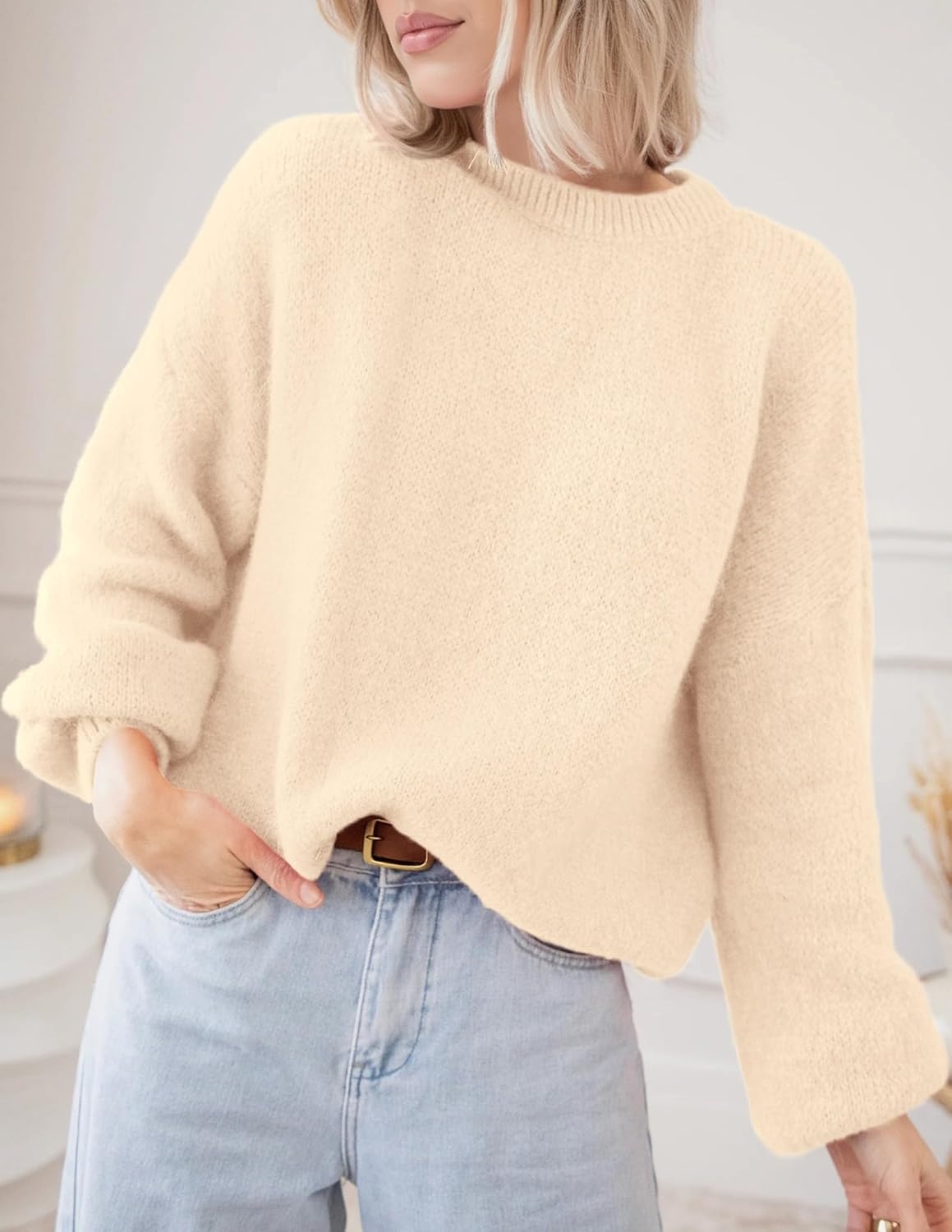 image:imagePRETTYGARDEN Womens Fall Oversized Holiday SweatersApricot