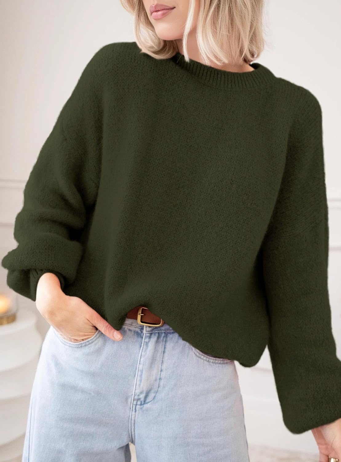 image:imagePRETTYGARDEN Womens Fall Oversized Holiday SweatersArmy Green