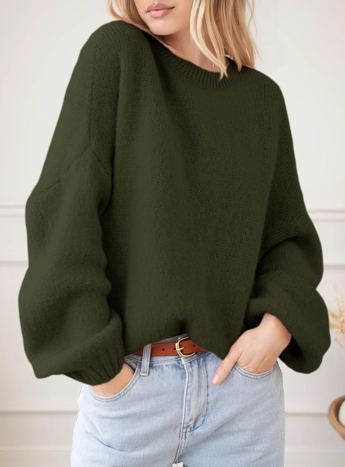 image:imagePRETTYGARDEN Womens Fall Oversized Holiday SweatersArmy Green