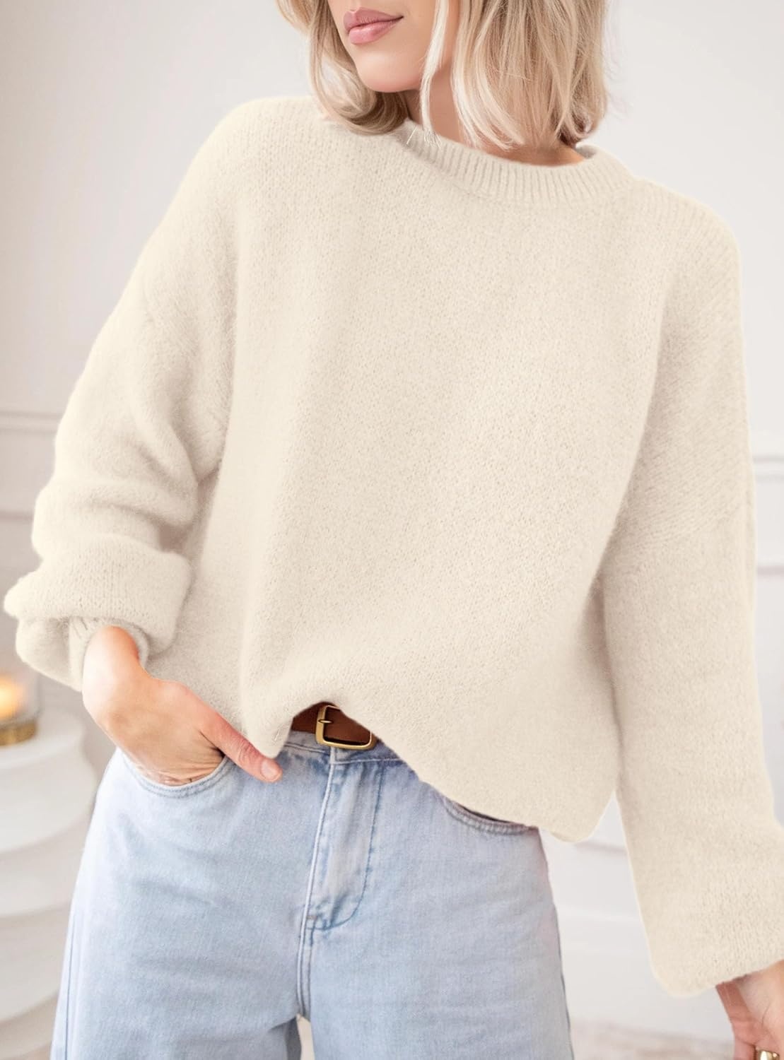image:imagePRETTYGARDEN Womens Fall Oversized Holiday SweatersBeige