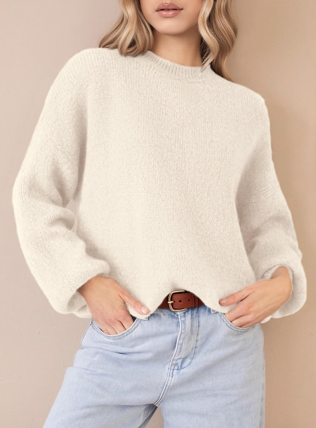 image:imagePRETTYGARDEN Womens Fall Oversized Holiday SweatersBeige