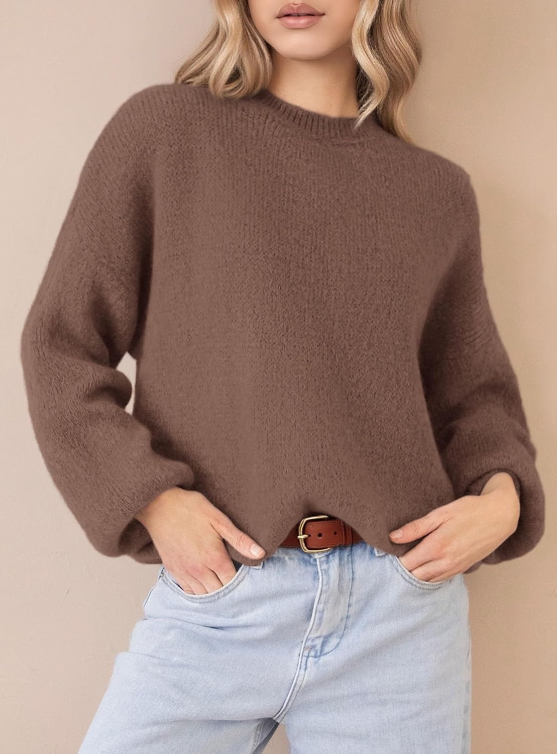image:imagePRETTYGARDEN Womens Fall Oversized Holiday SweatersBrown