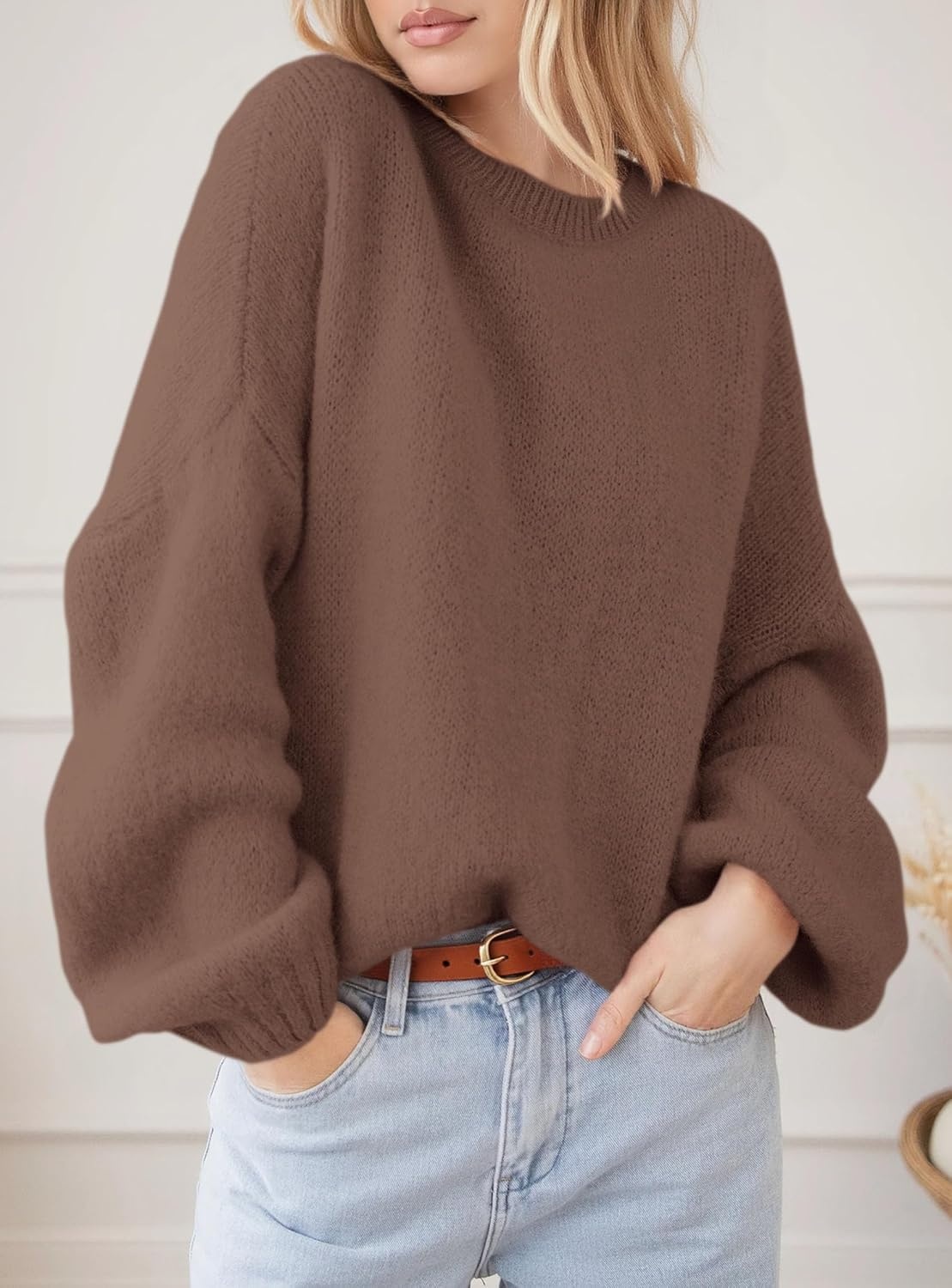 image:imagePRETTYGARDEN Womens Fall Oversized Holiday SweatersBrown