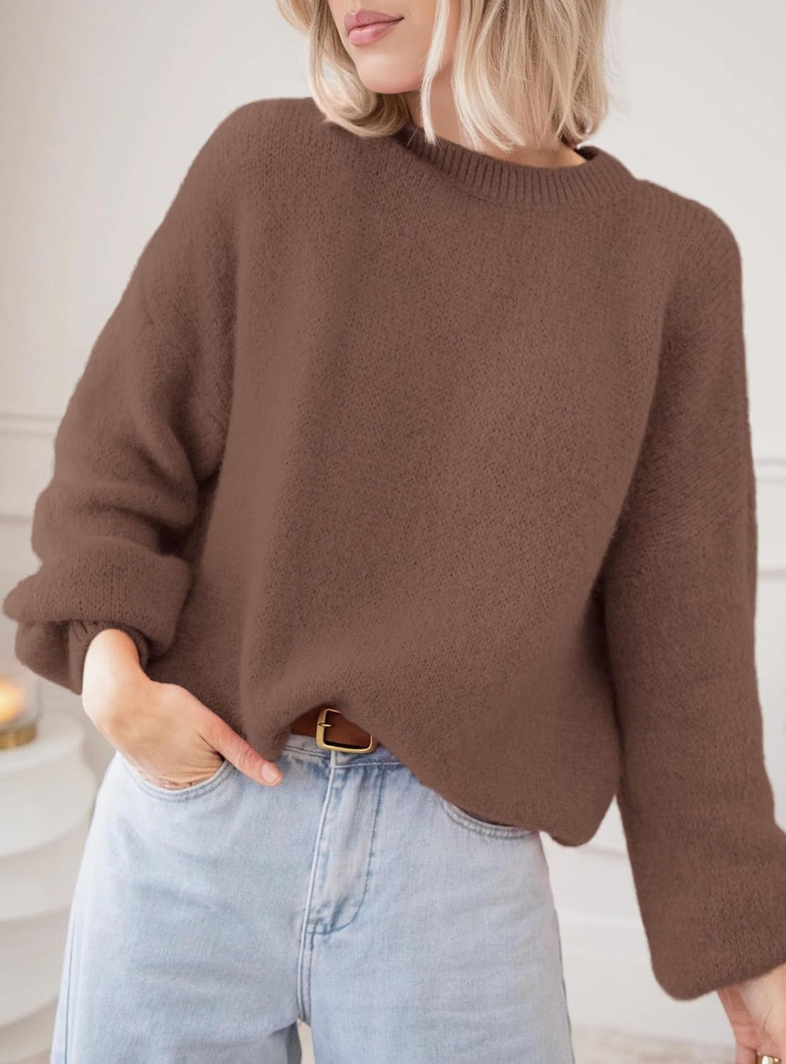 image:imagePRETTYGARDEN Womens Fall Oversized Holiday SweatersBrown