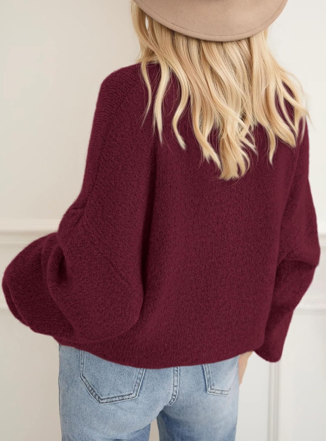 image:imagePRETTYGARDEN Womens Fall Oversized Holiday SweatersBurgundy