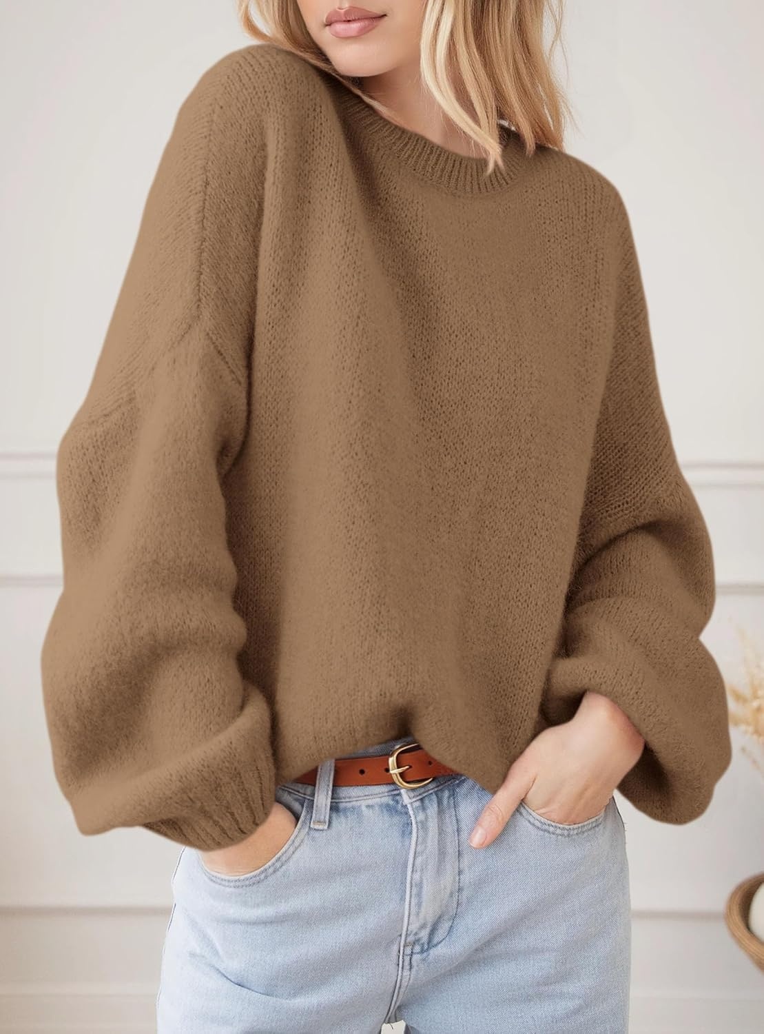 image:imagePRETTYGARDEN Womens Fall Oversized Holiday SweatersCamel