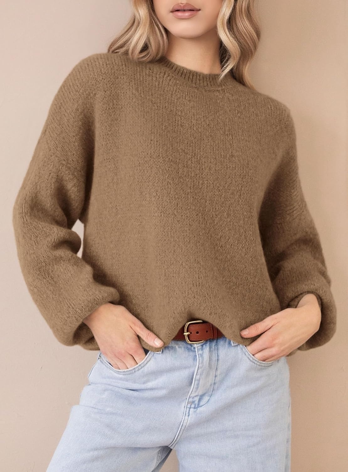 image:imagePRETTYGARDEN Womens Fall Oversized Holiday SweatersCamel