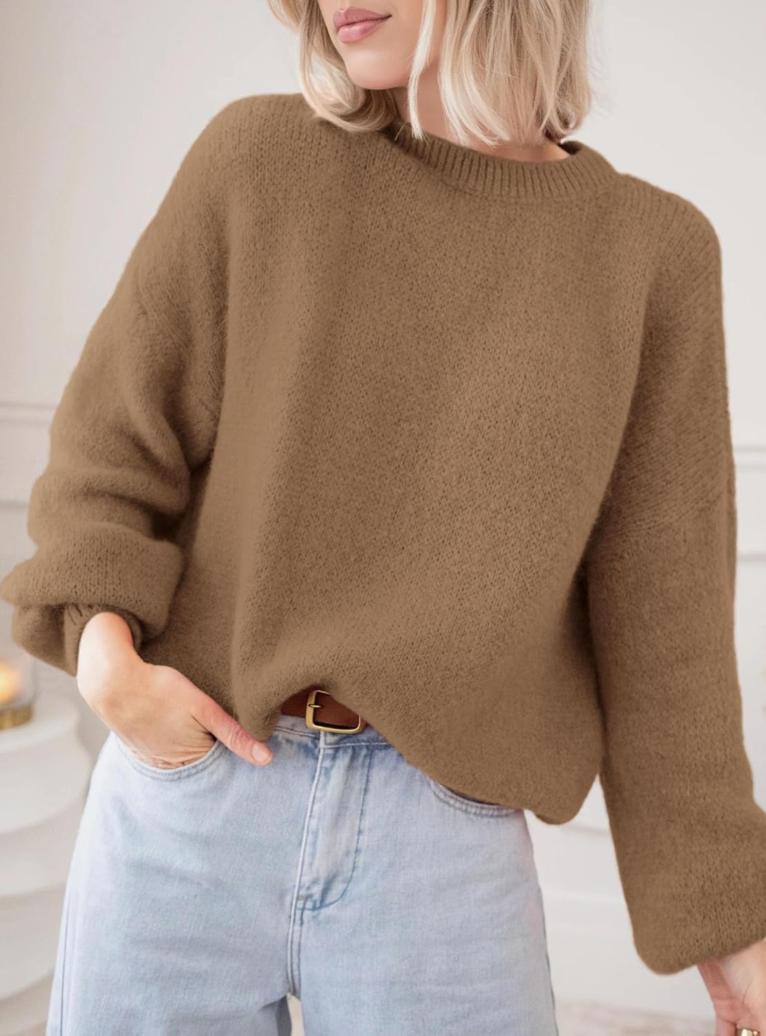 image:imagePRETTYGARDEN Womens Fall Oversized Holiday SweatersCamel