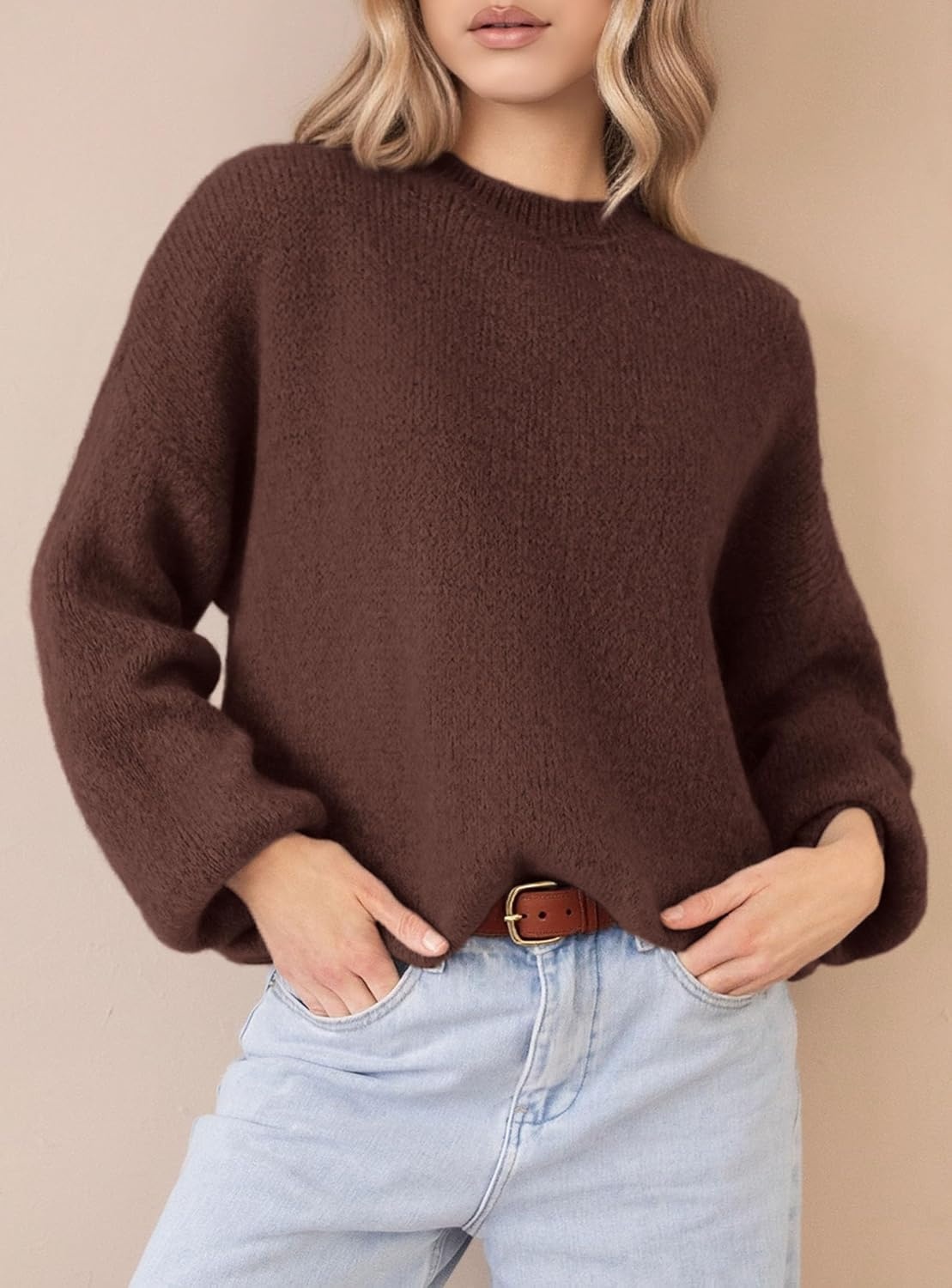 image:imagePRETTYGARDEN Womens Fall Oversized Holiday SweatersDark Brown