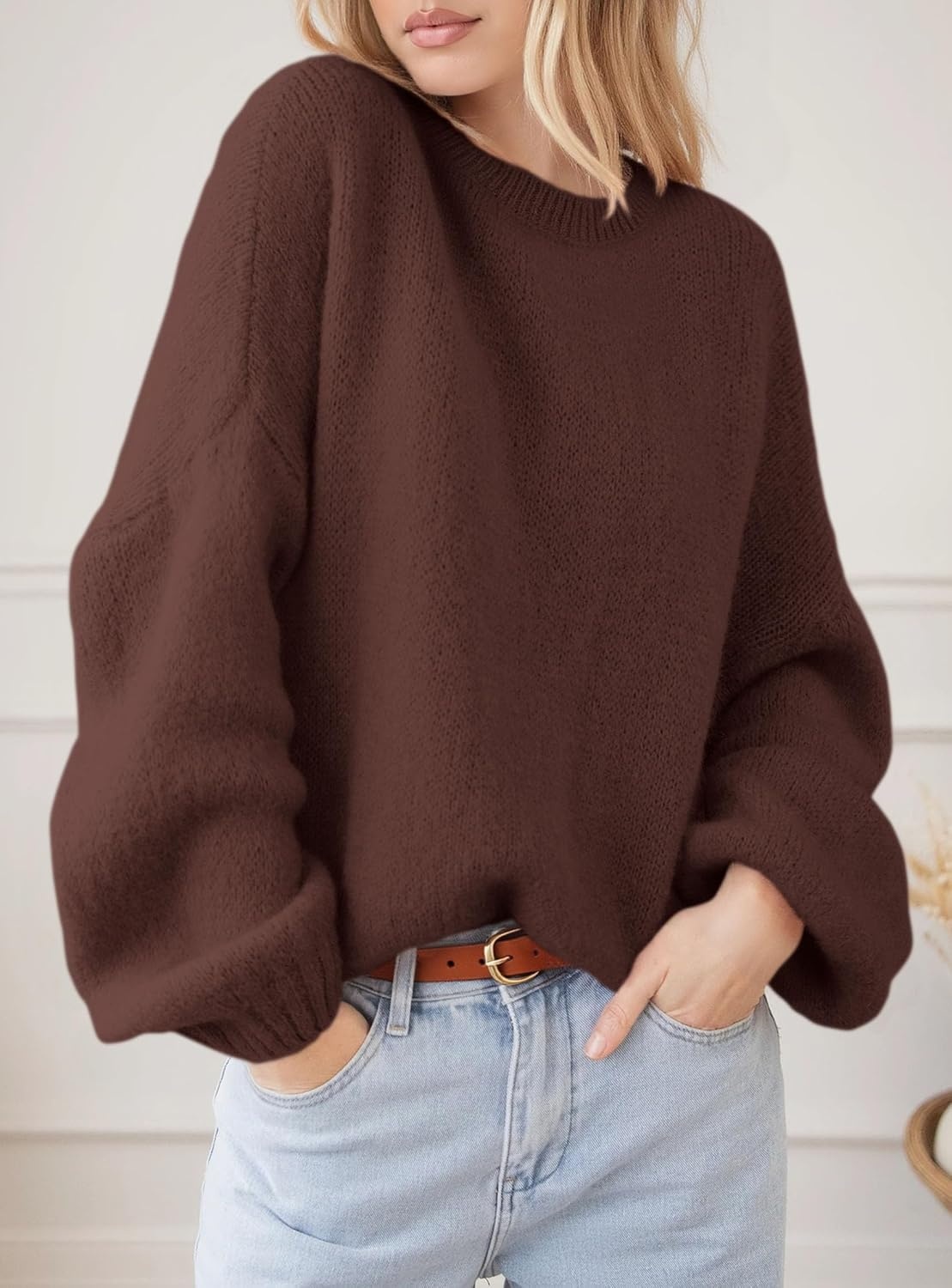 image:imagePRETTYGARDEN Womens Fall Oversized Holiday SweatersDark Brown