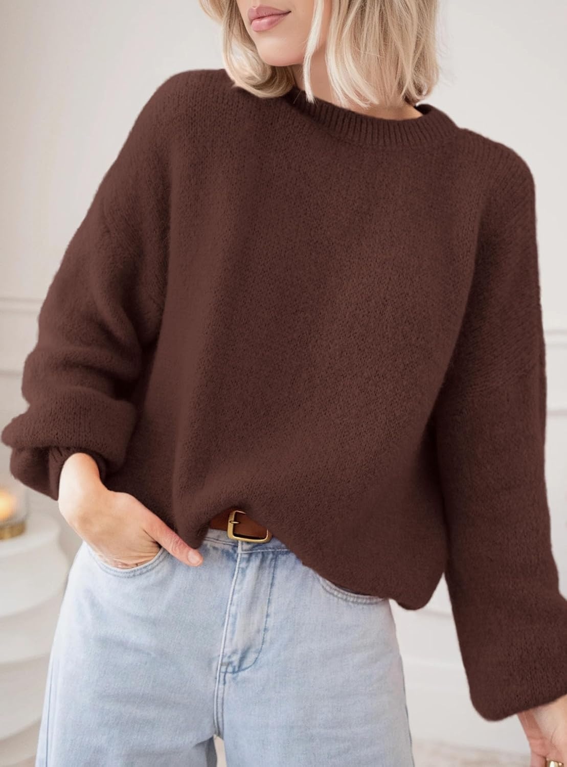 image:imagePRETTYGARDEN Womens Fall Oversized Holiday SweatersDark Brown