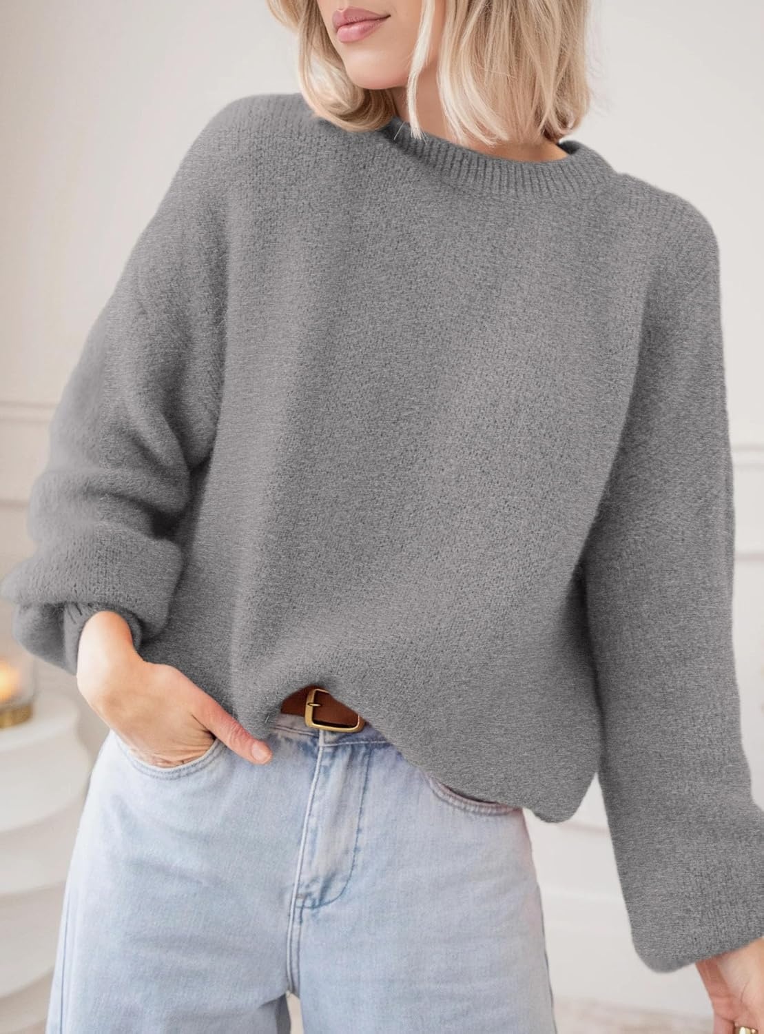 image:imagePRETTYGARDEN Womens Fall Oversized Holiday SweatersGrey