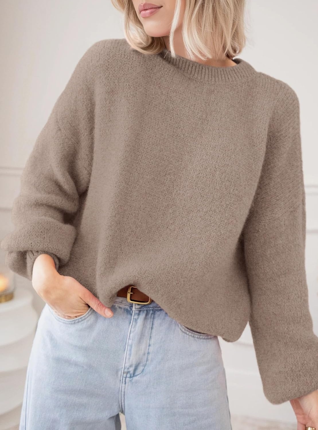 image:imagePRETTYGARDEN Womens Fall Oversized Holiday SweatersKhaki