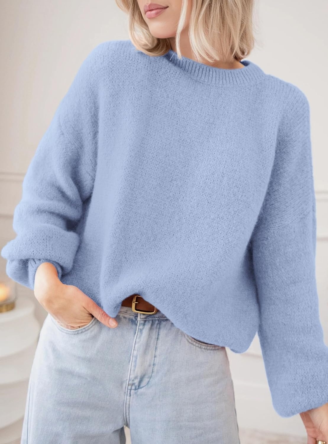 image:imagePRETTYGARDEN Womens Fall Oversized Holiday SweatersLight Blue