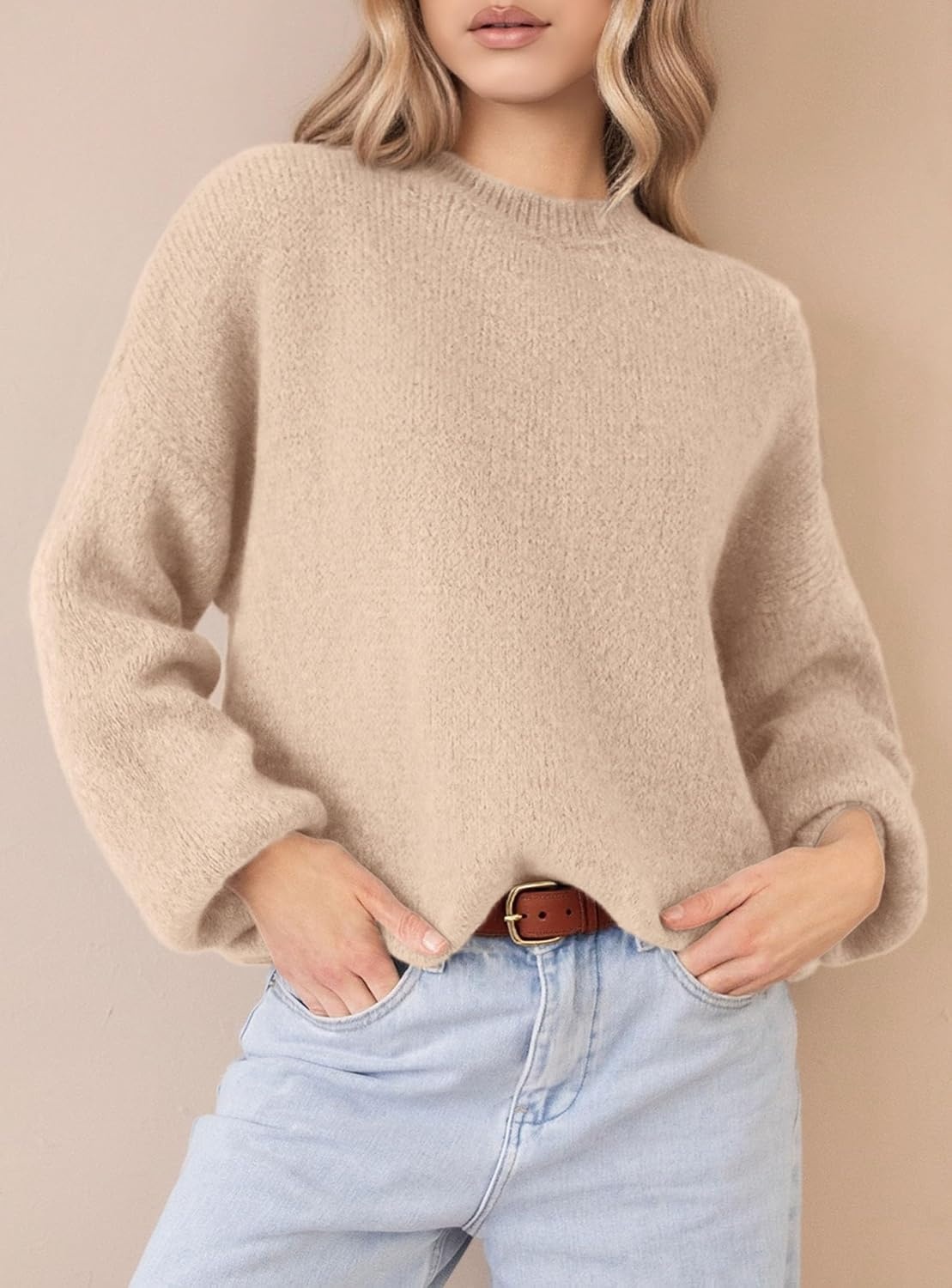 image:imagePRETTYGARDEN Womens Fall Oversized Holiday SweatersLight Khaki