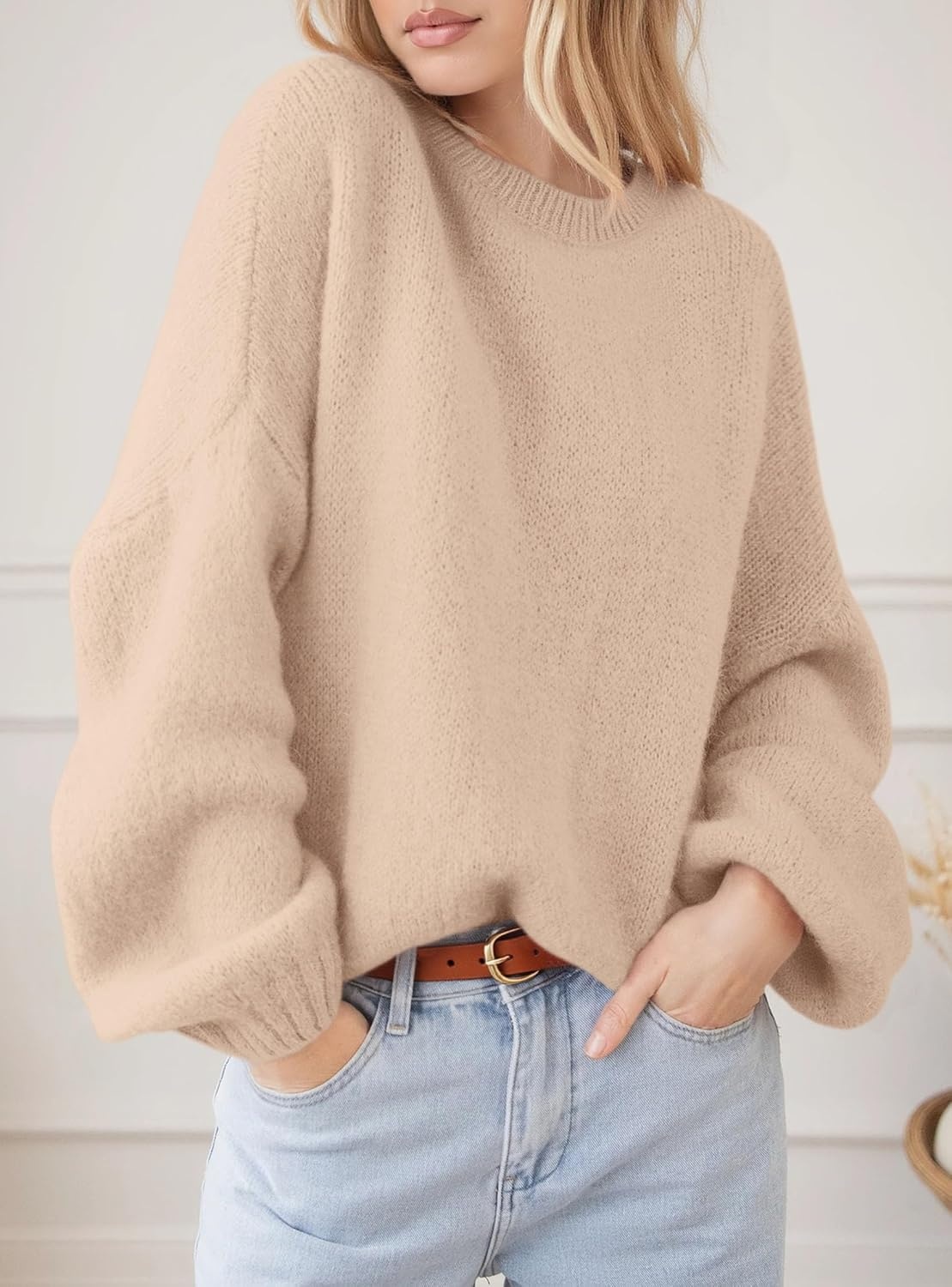 image:imagePRETTYGARDEN Womens Fall Oversized Holiday SweatersLight Khaki