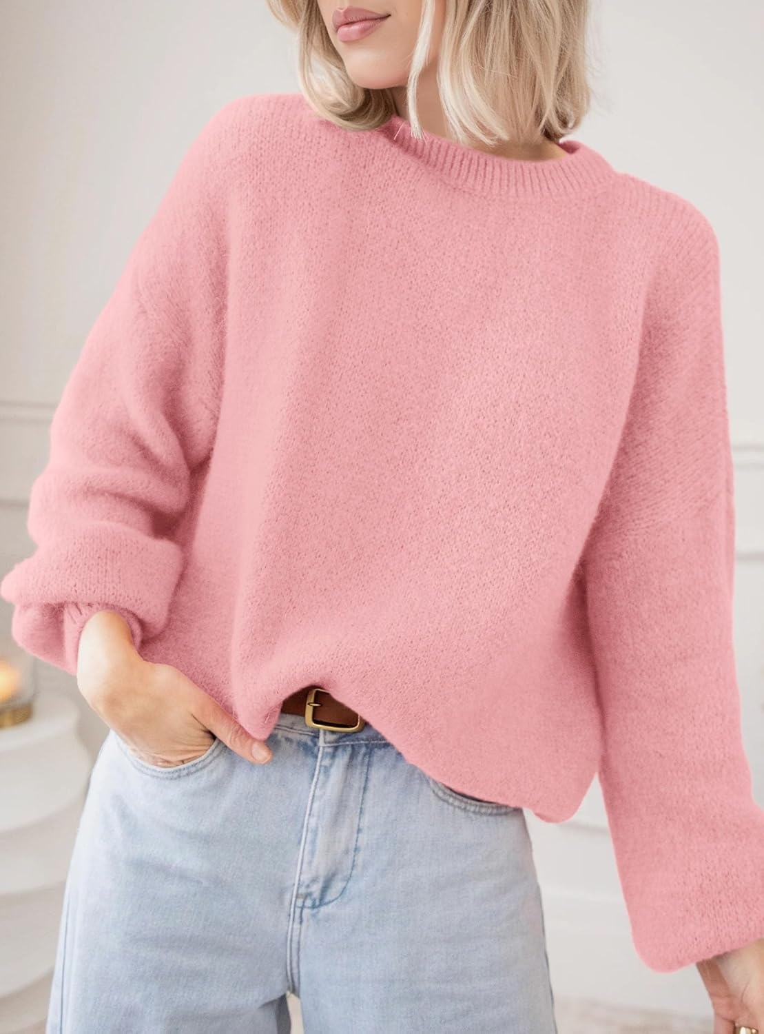 image:imagePRETTYGARDEN Womens Fall Oversized Holiday SweatersLight Pink